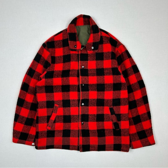 Vintage 1980s Reversible Military Army Plaid Jacket - Picture 4 of 6